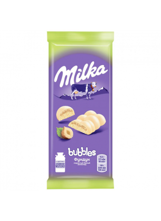 Шоколад Milka Bubbles Белый пористый с фундуком, 79г оптом