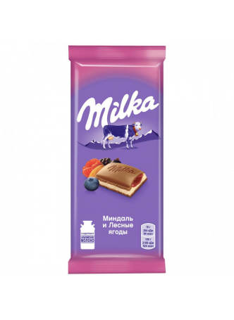 Шоколад Milka молочный Миндаль и лесные ягоды, 85г оптом