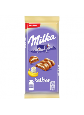 Шоколад Milka молочный Bubbles пористый с бананово-йогуртовой начинкой, 92г