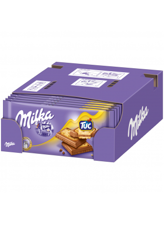 Шоколад MILKA молочный с соленым крекером Tuc, 87г