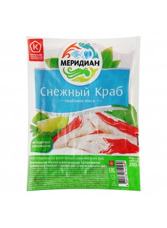 Крабовое мясо Снежный краб охл. 200гр в/у Меридиан™ Россия (КОД 68472) (0°С)