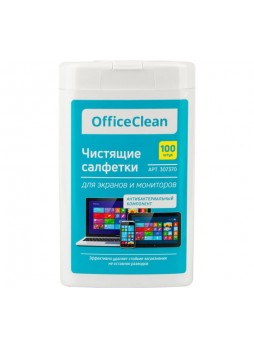 Оптом Влажные портативные чистящие салфетки для экранов и мониторов OfficeClean 100 шт. 307370