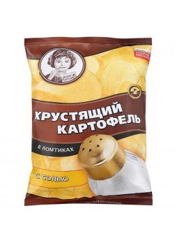 Чипсы картофельные с солью, 160г., пакет, Хрустящий картофель, Россия, (КОД 34284), (+18°С)