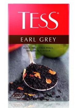 Чай TESS Earl Grey черный листовой с ароматом бергамота 200 г