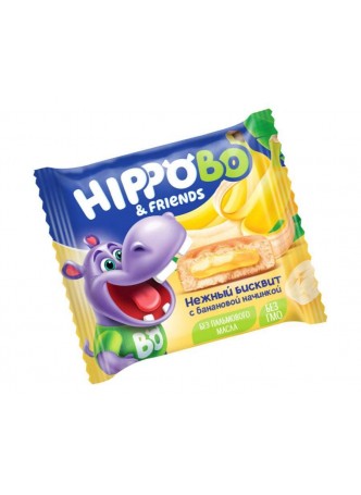 Бисквит HIPPO BO с банановой начинкой 32 г оптом