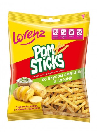 Картофельная соломка Pomsticks со вкусом сметаны и специй 40 г оптом