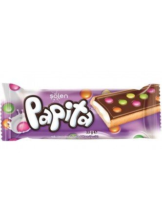 Печенье Papita мол. шоколад с мол. кремом и цвет. драже 33 г оптом