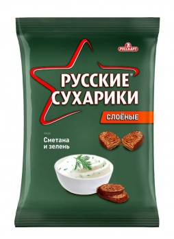 Русскарт Русские сухарики ржаные слоеные Сметана и Зелень 50 г