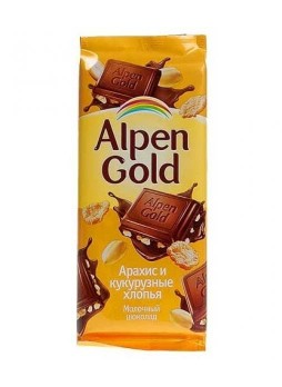 Шоколад Альпен Голд Арахис и Кукурузные Хлопья AlpenGold 90гр
