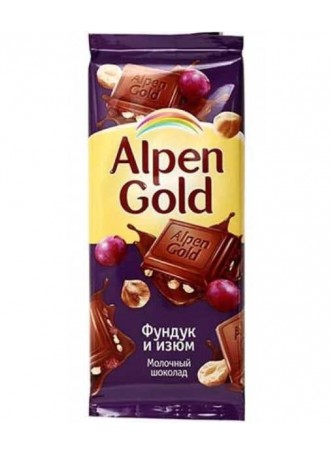 Шоколад Альпен Голд Фундук и Изюм Alpen Gold 90гр оптом