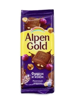 Шоколад Альпен Голд Фундук и Изюм Alpen Gold 90гр