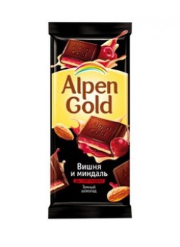 Шоколад Альпен Голд Вишня и миндаль Alpen Gold 90гр