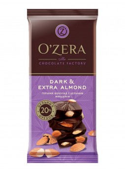 Шоколад O"Zera Dark & Extra Almond темный с цельным миндалем 90 г