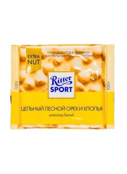 Шоколад Ritter Sport Белый Цельный Лесной Орех и Хлопья 100г