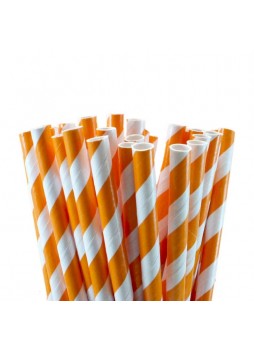 Бумажные трубочки Апельсин бело-оранжевые 200 мм d=6 мм