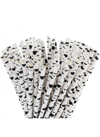 Бумажные трубочки Березка черно-белые 200 мм d=6 мм оптом