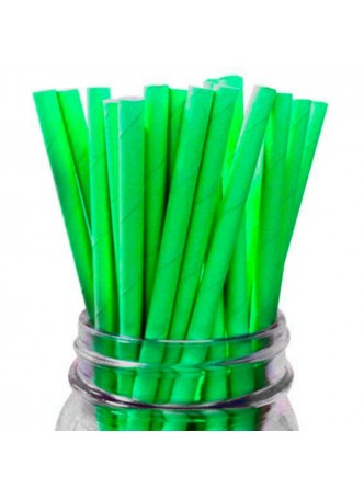 Бумажные трубочки ЛАЙМ зеленые 200 мм d=6 мм оптом