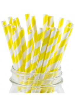 Бумажные трубочки Лимон жёлто-белые 200 мм d=6 мм