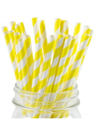 Бумажные трубочки Лимон жёлто-белые 200 мм d=6 мм оптом