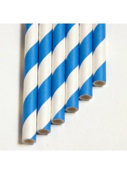 Бумажные трубочки Полоса прибоя сине-белые 200 мм d=6 мм