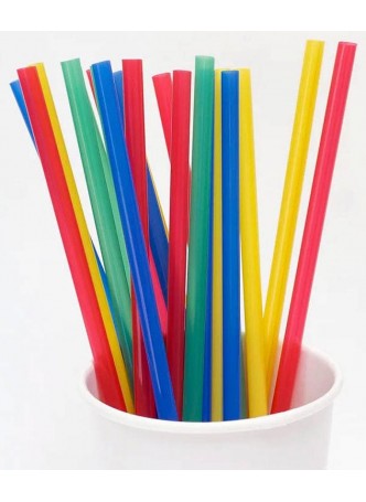 Пластиковые трубочки цветные прямые 240 мм d=8 мм оптом