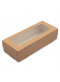 Selfbox с откидной крышкой с окошком картон Крафт 500 мл 170×70×40 мм