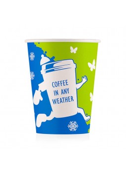 Бумажный стакан ECO CUPS Coffee in any WEATHER d=80 250 мл