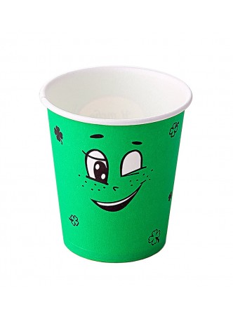 Бумажный стакан Ecopak Emoji зеленый d=90 350 мл оптом