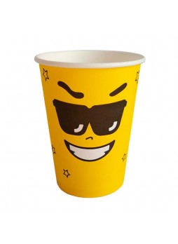Бумажный стакан Ecopak Emoji желтый d=90 350 мл