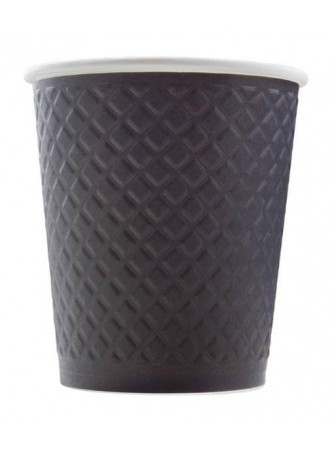 Бумажный стакан Waffle Черный 2-слойный d=80 250 мл оптом