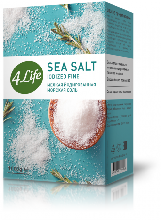 Соль морская 4Life йодированная мелкая, 1кг оптом