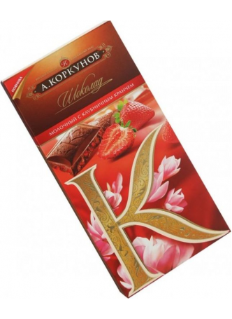 Молочный шоколад с клубникой A.KORKUNOV 90 г