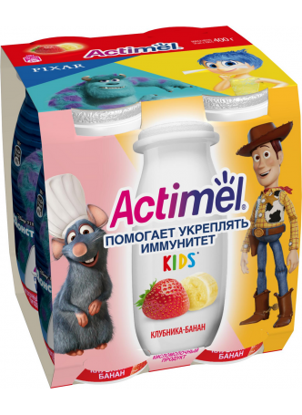 Кисломолочный продукт ACTIMEL KIDS клубника/банан, 100г оптом