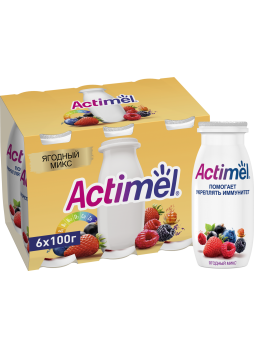 Напиток Actimel кисломолочный обогащенный ягодный микс 2.5% 100г