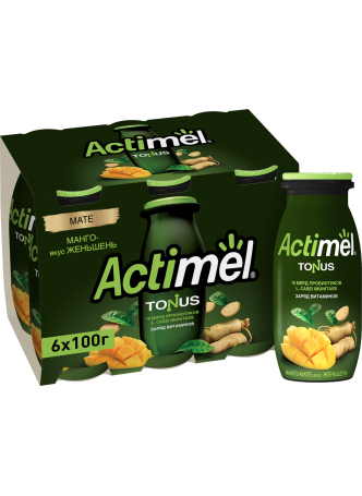 Кисломолочный напиток Actimel Tonus манго-мате-жешьшень 2,5% 100г