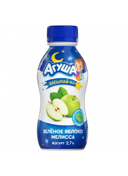 Йогурт питьевой АГУША Засыпай-ка зеленое яблоко-мелисса 2,7%, 200г БЗМЖ