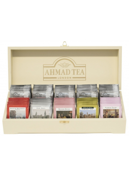 AHMAD TEA Чай ассорти из 10 вкусов в деревянной шкатулке Contemporary в саше 100 пак.