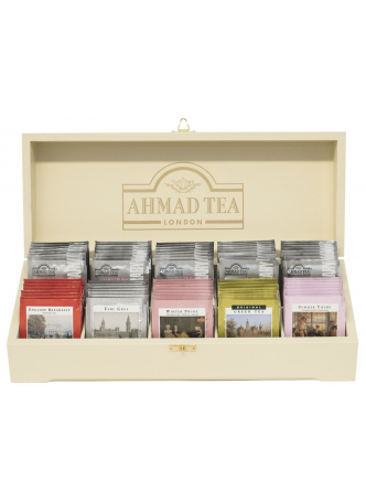 AHMAD TEA Чай ассорти из 10 вкусов в деревянной шкатулке Contemporary в саше 100 пак. оптом