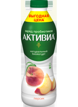 Йогурт питьевой персик АКТИВИА 2,1%, 870г БЗМЖ