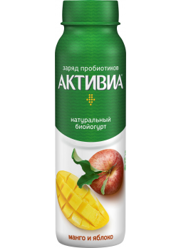 Йогурт питьевой АКТИВИА С манго и яблоком 2,4% БЗМЖ, 260 г