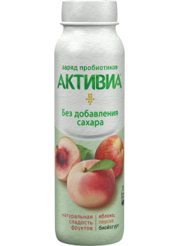 Йогурт питьевой АКТИВИА Яблоко и персик 2,4% БЗМЖ, 260 г