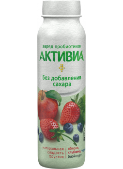 Йогурт питьевой АКТИВИА Яблоко клубника черника 2,4% БЗМЖ, 260 г