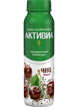 Йогурт питьевой АКТИВИА С вишней и семенами чиа 2,4% БЗМЖ, 260 г