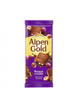 Шоколад ALPEN GOLD фундук и изюм, 85г