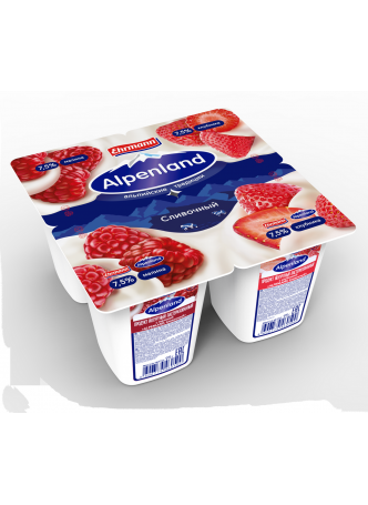 Йогуртный продукт Alpenland малина-клубника 7,5% 95 г оптом