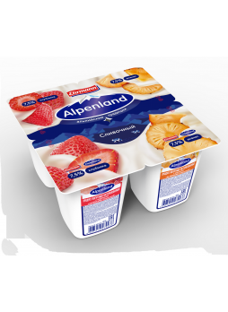Йогуртный продукт Alpenland клубника-ананас 7,5% 95 г