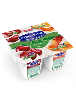 Йогуртный продукт EHRMANN Alpenland Альпийский вкус вишня-нектарин-дикий апельсин, 4х95 г БЗМЖ