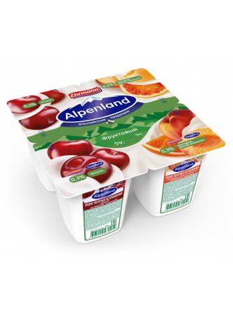 Йогуртный продукт EHRMANN Alpenland Альпийский вкус вишня-нектарин-дикий апельсин, 4х95 г БЗМЖ оптом