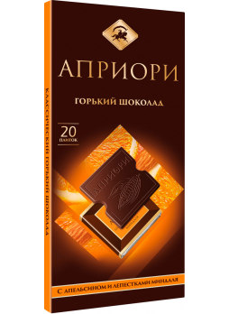Шоколад горький АПРИОРИ апельсин/миндаль, 100г