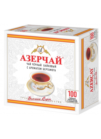 Азерчай Чай черный с ароматом бергамота 100 пак.